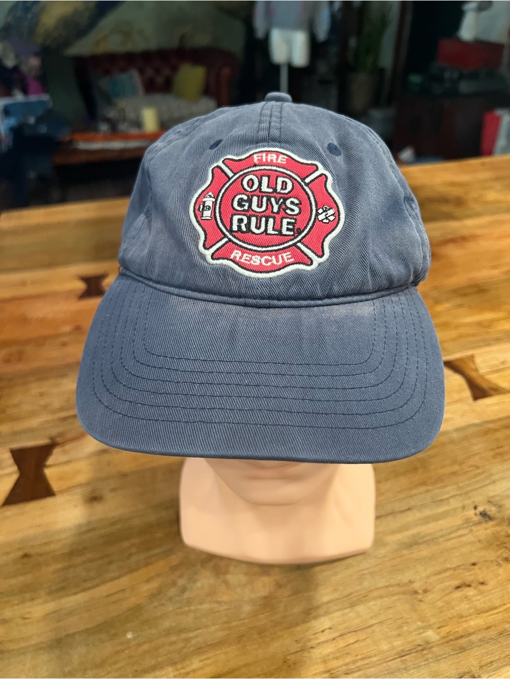 Navy Blue Fire Rescue Baseball Hat Old Guys Rule